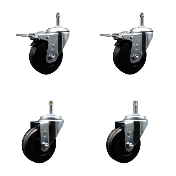Service Caster 3.5 Phenolic Wheel Swivel 7/16'' Grip Ring Stem Caster Set 2 Total Lock Brake, 4PK SCC-GRTTL20S3514-PHS-716138-2-S-2 - main